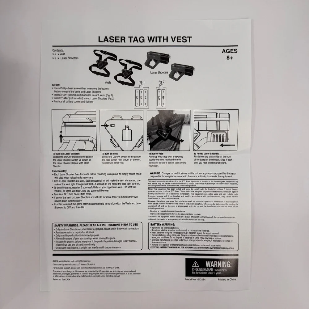 Sharper Image NEW Laser‎ Tag Set Two Player Blasters and Chest Guards Red Blue